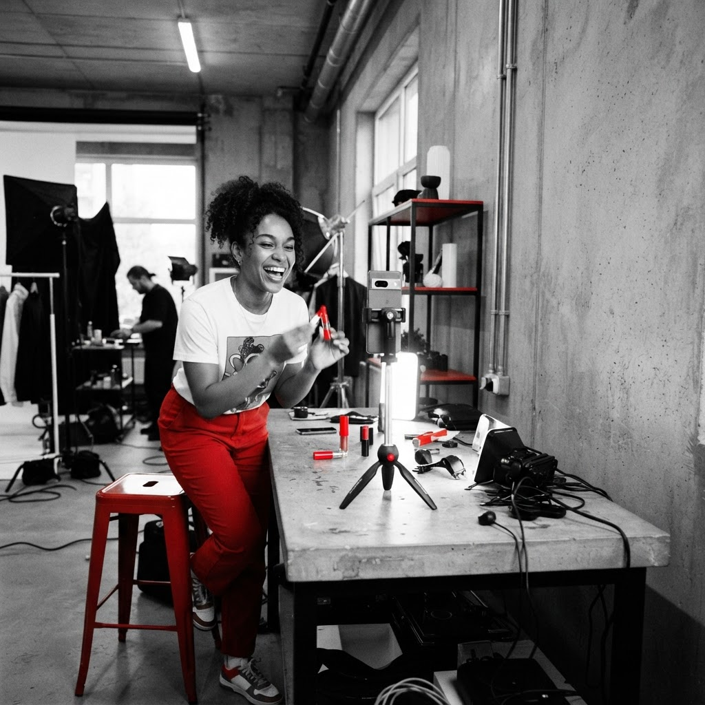 Creator filming a conversion focused campaign video